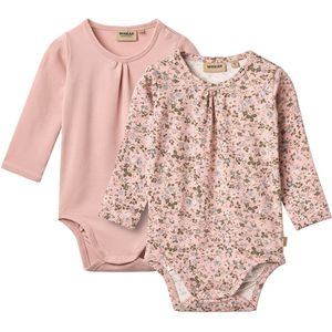 Wheat Rompers l/s - 2-pack - Liv - Rose Powder Bloemen - Wheat - 68 - Romper L/S