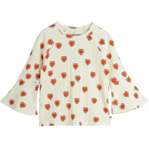 Mini Rodini Blouse - Rib - Offwhite m. Harten - Mini Rodini - 4-5 jaar (104-110) - Shirts