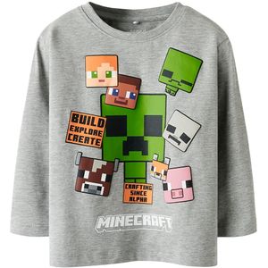 Name It Blouse - NmmNyle - Minecraft - Grijs Gevlekt - Name It - 3 jaar (98) - Shirts