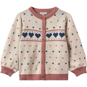 Fliink Cardigan - Katoen/Wol - Nova - Multi Heart - Zandschelp - Fliink - 92 - Cardigan