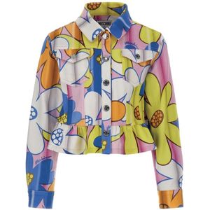 Moschino Spijkerjas - Bijgesneden - Roze Bloemen - Moschino - 14 jaar (164) - Zomerjas