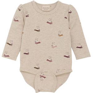 Minymo Romper L/æ - Beige Melange - Minymo - 74 - Romper L/S