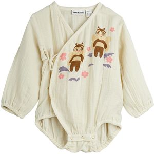 Mini Rodini Wikkelromper l/s - Offwhite m. Bijen - Mini Rodini - 68/74 - Romper L/S