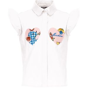 Moschino Overhemd - Wit m. Harten - Moschino - 4 jaar (104) - Hemd S/S