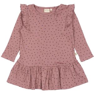 Petit Piao Jurk - Rib - Modaal - Nostalgische Rose/Koffieboon - Petit Piao - 1 jaar (80) - Jurk