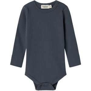 MarMar Romper l/s - Rib - Modaal - Noos - Blauw - MarMar - 56 - Romper L/S