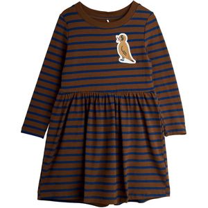 Mini Rodini Jurk - Stripe Bird Patch - Bruin/Blauw - Mini Rodini - 4-5 jaar (104-110) - Jurk