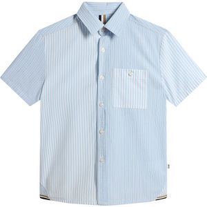 BOSS Overhemd - Wit/Lichtblauw Gestreept m. Navy - BOSS - 8 jaar (128) - Hemd S/S
