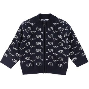 Emporio Armani Cardigan - Wol - Hercreëer Blue m. logo's - Emporio Armani - 12 mnd - Cardigan