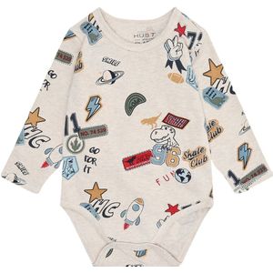Hust and Claire Romper l/s - Buster Badges - Wheat Melange - Hust and Claire - 62 - Romper L/S