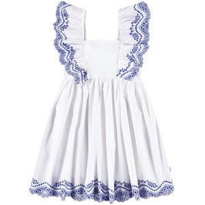 Molo Jurk - Clementine - Helder White m. Borduurmotief - Molo - 9-10 jaar (134-140) - Jurk