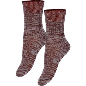 FUB Sokken - Wol - Melange - 2-pack - Cranberry/Ecru - FUB - 29/32 - Sokken