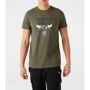 New Era T-Shirt - Chicago Bulls - Army Groen - New Era - S - Small - T-Shirts