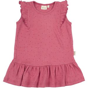 Petit Piao Jurk - Rib - Modaal- Frill Dot - Light Berry - Petit Piao - 1½ jaar (86) - Jurk