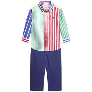 Polo Ralph Lauren Overhemd/Broek - Navy/Multicolour m. Strepen - Polo Ralph Lauren - 1 jaar (80) - Overhemd