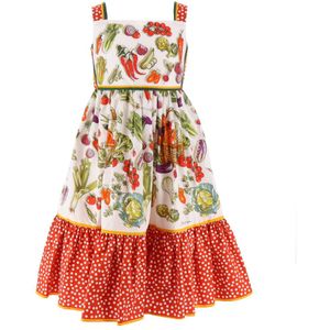 Dolce & Gabbana Jurk - Capri - Wit/Rood m. Groenten - Dolce & Gabbana - 4 jaar (104) - Jurk