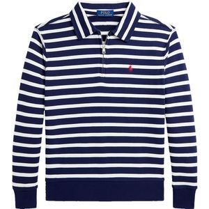 Polo Ralph Lauren Poloshirt m. Rits - Navy/Wit Gestreept - Polo Ralph Lauren - 8 jaar (128) - Shirts
