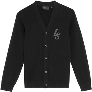 Lyle & Scott Cardigan - Gebreid - Monogram - Jet Black - Lyle & Scott - 9-10 jaar (134-140) - Cardigan