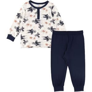 Joha Pyjama set - Bamboe - Off White/Marineblauw m. Fiets - Joha - 90 - Pyjama - Tweedelig