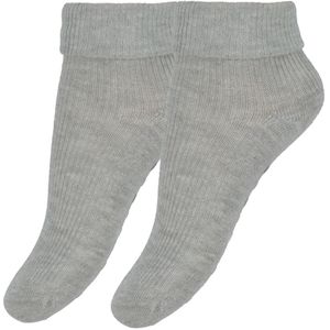 Minymo Sokken - Rib - 2-pack - Anti-Slip - Light Grey Melange - Minymo - 15/18 - Sokken