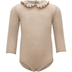 Minimalisma Romper l/s - Rib - Wol - Athene - Beige - Minimalisma - 6-12 mnd - Romper L/S