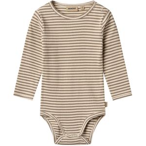 Wheat Romper l/s - Rib - Berti - Stone Stripe - Wheat - 62 - Romper L/S