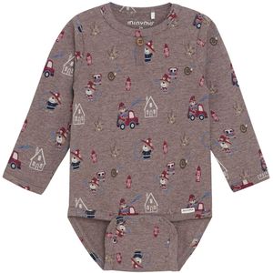 Minymo Romper l/s - Dark Brown Melange - Minymo - 56 - Romper L/S