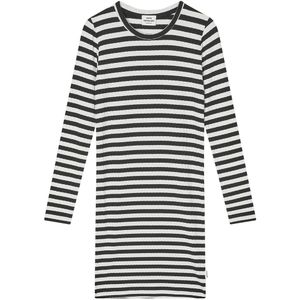 Mads Nørgaard Jurk - Rib - Stripe Dubina - Zwart/Vanilla Ice - Mads Nørgaard - 10 jaar (140) - Jurk