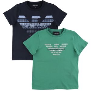 Emporio Armani T-shirts - 2-pack - Groen/Navy m. Logo - Emporio Armani - 6 jaar (116) - T-Shirts