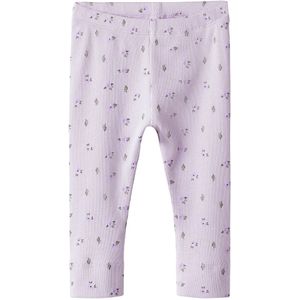 Name It Leggings - Rib - NbfHofie - Misty Lilac m. Flowers - Name It - 50 - Leggings