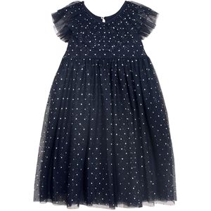 Creamie Jurk - Mesh - Black Iris m. Harten - Creamie - 6 jaar (116) - Jurk