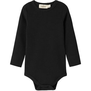 MarMar Romper l/s - Rib - Modaal - Noos - Zwart - MarMar - 62 - Romper L/S