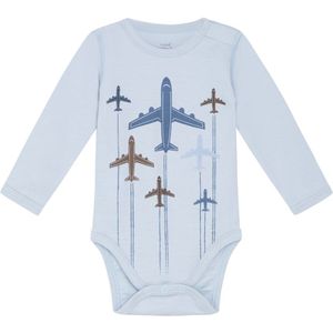 Hust and Claire Romper L/æ - Wol/Bamboe - Baloo - Cloud Blue m.  - Hust and Claire - 50 - Romper L/S