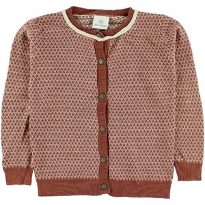 En Fant Gebreide Cardigan - Gebrand Rood m. Patroon - En Fant - 62/68 - Cardigan