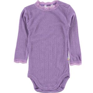 Joha Romper - Wol/Zijde - l/s - Paars m. Pointelle - Joha - 80 - Romper L/S
