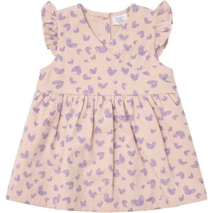 Hust & Claire - Katinka - Jurk - Crème / Donkerlila - Katoen - Kwartmouw