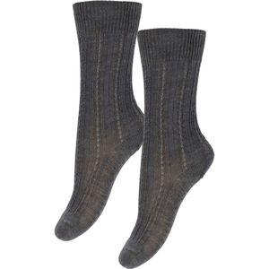 FUB Sokken - Wol - Rib - 2-pack - Dark Beige Melange - FUB - 19/21 - Sokken