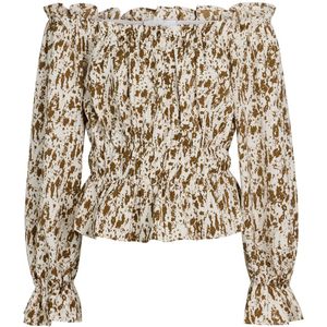 Grunt Blouse - Cropped - Ponte off-shoulder - Crème/Lichtbruin - Grunt - 18 jaar (188) - Shirts