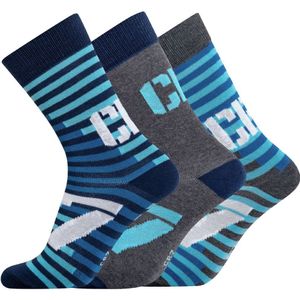 CR7 Sokken - 3-pack - Blauw/Grijs m. Print - JBS - 30/34 - Sokken