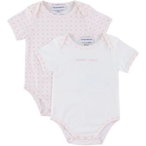 Emporio Armani Romper k/æ - 2-pack - Wit/Roze m. Logo's - Emporio Armani - 6 mnd - Romper S/S