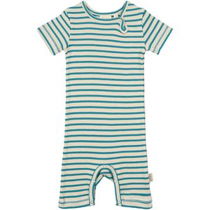 Petit Piao Zomerromper - Rib - Modaal - Turkoois/Dark Off White - Petit Piao - 56 - Zomer Rompers