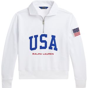 Polo Ralph Lauren Sweatshirt m. Rits - Bijgesneden - Wit m. VS - Polo Ralph Lauren - 12-14 jaar (152-164) - Sweatshirt