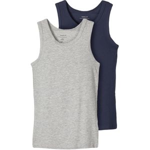 Name It Onderhemd - Noos - NkmTank - 2-pack - Grey Melange - Name It - 13-14 jaar (158-164) - Onderhemd