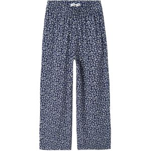 Name It Broek - Viscose - NkfNettia - Breed - Blauwdruk/Flower - Name It - 8 jaar (128) - Broeken - Katoen