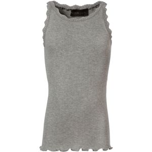 Rosemunde Top - Lang - Zijde/Katoen - Grijs Gevlekt - Rosemunde - 10 jaar (140) - Tanktop