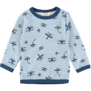 Joha Blouse - Wol/Bamboe - Lichtblauw m. Print - Joha - 60 - Shirts