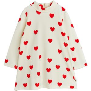 Mini Rodini Jurk - Fluweel - Hearts - Wit - Mini Rodini - 4-5 jaar (104-110) - Jurk