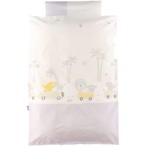 Nørgaard Madsens Beddengoed - Baby - Wit m. Grijs-geel Dieren - Nørgaard Madsens - Baby - Beddengoed - Baby