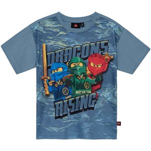 LEGO® Ninjago T-Shirt - LwTaffy 302 - Mat Blauw m. Print - LEGO® Wear - 4 jaar (104) - T-Shirts