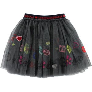 Dolce & Gabbana Tule Rok - Donkergrijs m. Print/Patches - Dolce & Gabbana - 8 jaar (128) - Rok